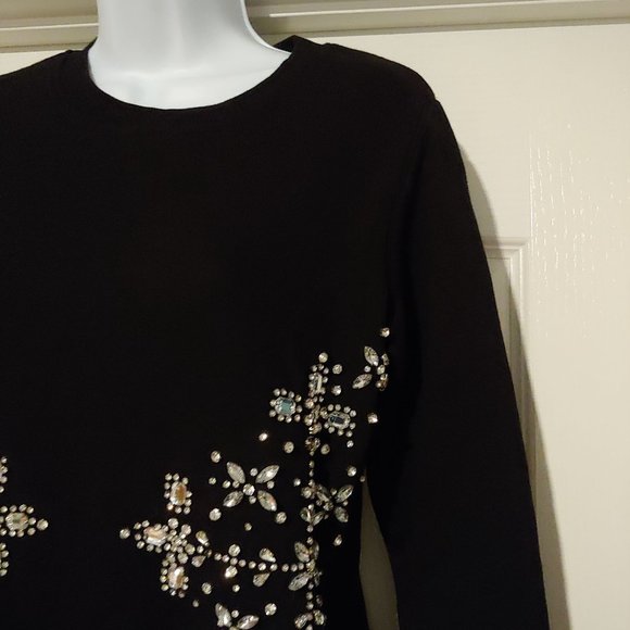 Hemant & Nandita Womens Black Handmade Blingy Sparkly Crystals Sweatshirt XS - Picture 4 of 14